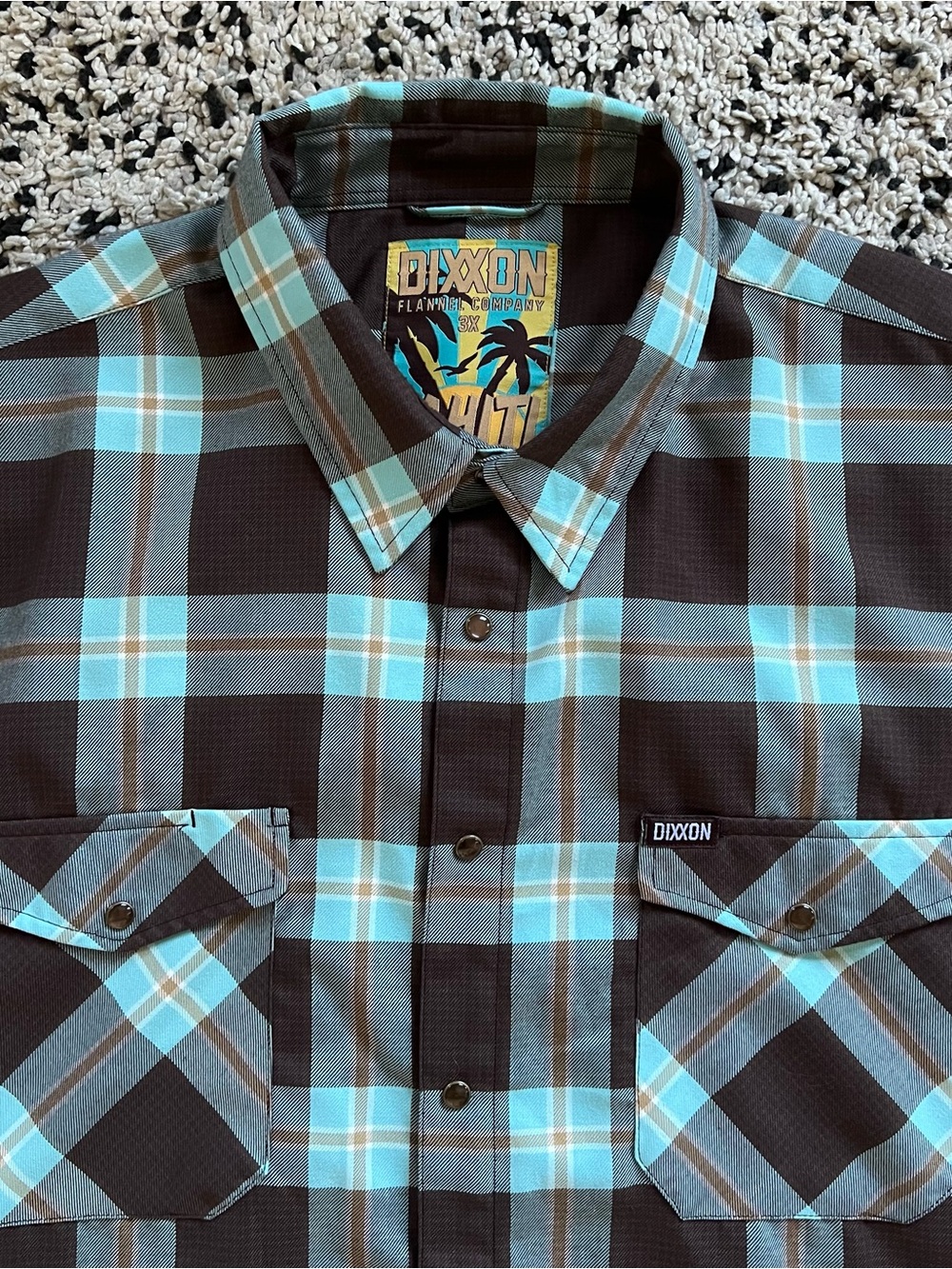 Dixxon Flannel Co Tahiti D-TECH Flannel Shirt Blue Brown Plaid Snap Button 3XL